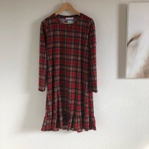 Long Sleeved Red Plaid Dress